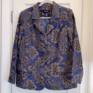 Denim & Co. Blue Tapestry Velvet or Corduroy Feel Lined Blazer sz. 10/12 or M